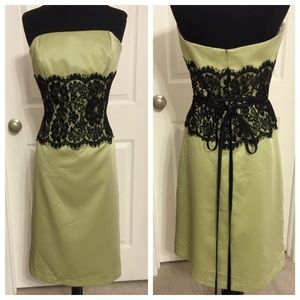 A line Green Dress! Strapless!