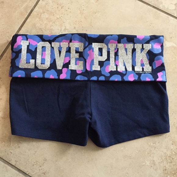 Pink VS yoga shorts.