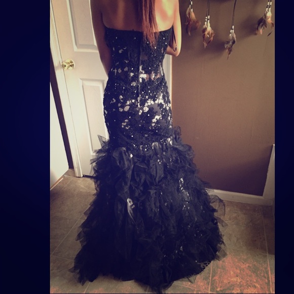 Black and Silver Jovani  Mermaid Prom Dress