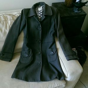 Olive green fitted wool coat