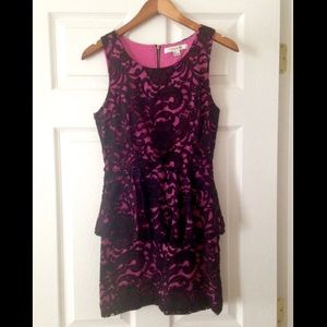Pink and black lace dress