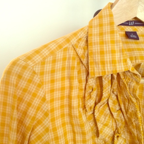 Mustard yellow ruffle shirt