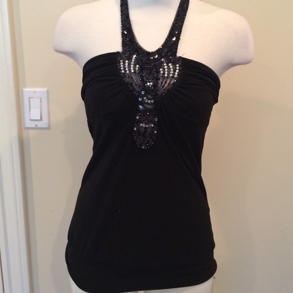 Black sequin halter