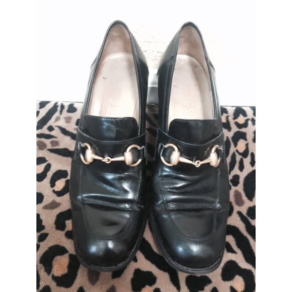 Authentic chunky heeled Gucci loafers!