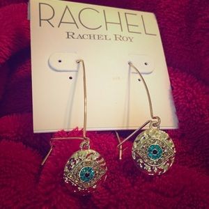 Gold Tone Evil Eye Drop Earrings