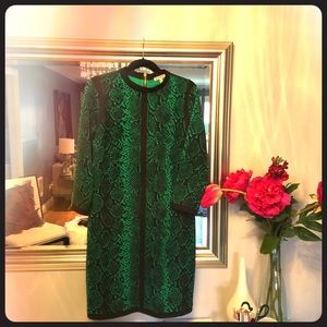 Green stretch lizard print dress