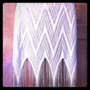 Metallic Fringy Midi Skirt