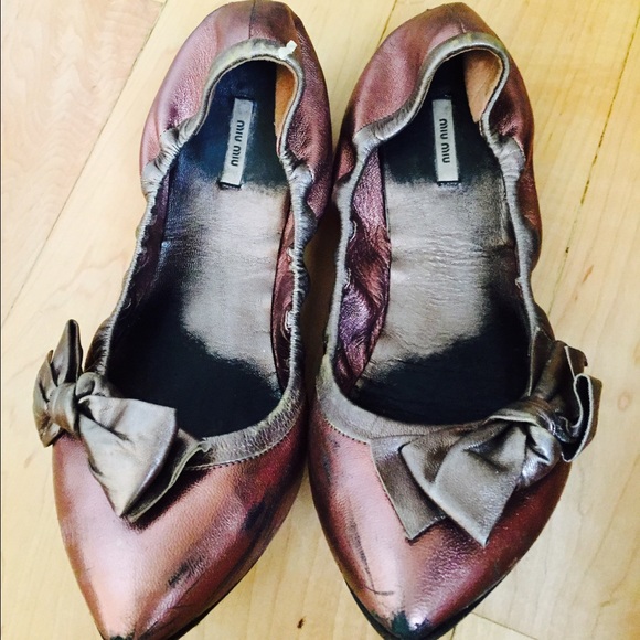 Miumiu  flats bronze and silver
