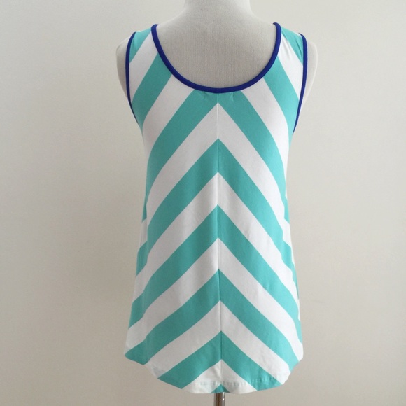 Turquoise & White Chevron Tank - Picture 2 of 4