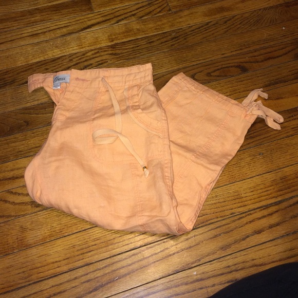 Guess Pants - 👑 Orange Guess Linen Capris