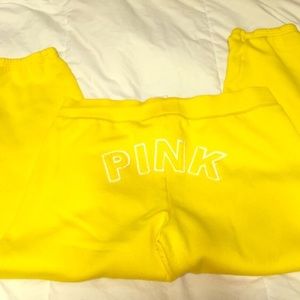 PINK yellow Capri sweats