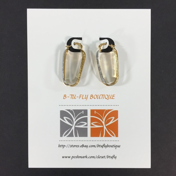 Gold Tone Oblong Hoop Earrings