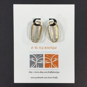 Gold Tone Oblong Hoop Earrings