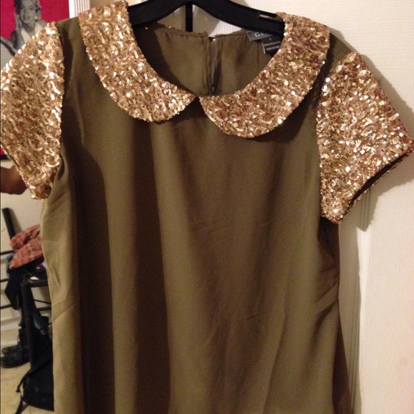 Army green sheer silky blouse - Picture 2 of 3