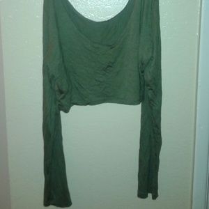 Army green long sleve crop to