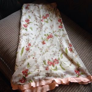 Odille Floral Tea Length Silk Skirt