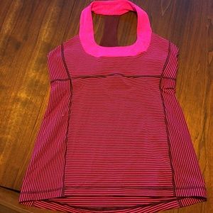 Lululemon Luon top in purple/pink stripe
