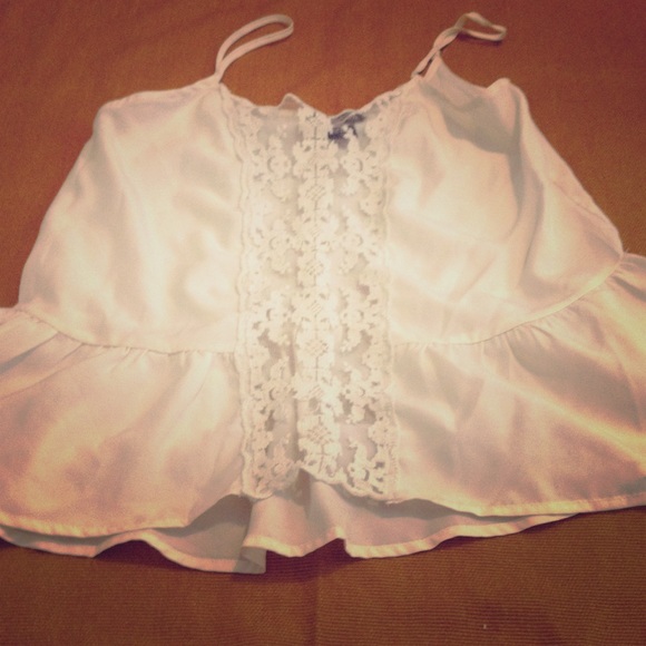 Lace front spaghetti strap blouse