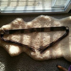 Brown leather fringe belt!