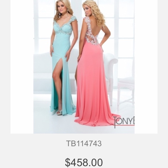 Pink tony bowls prom dress