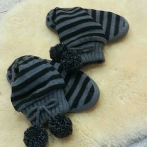 Sock slipper boot with cute pompoms