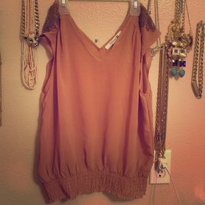 Shoulder beaded gold top