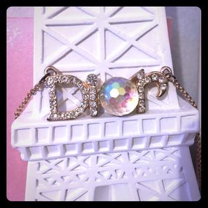 Dior crystal gold diamond necklace