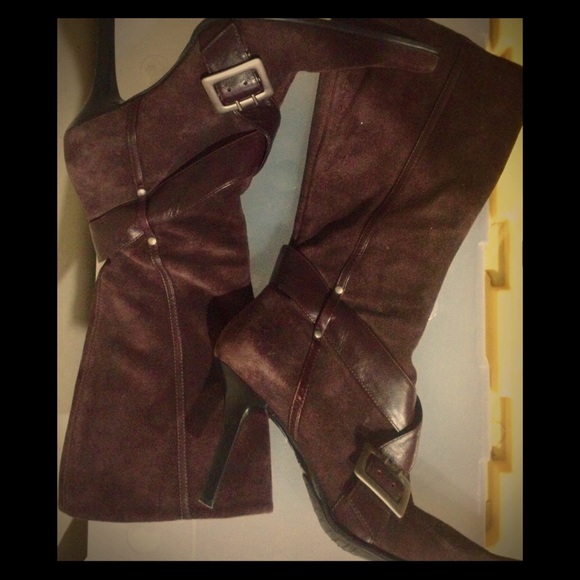 Guess by Marciano Suede Leather Buckle Boots-Sz 8