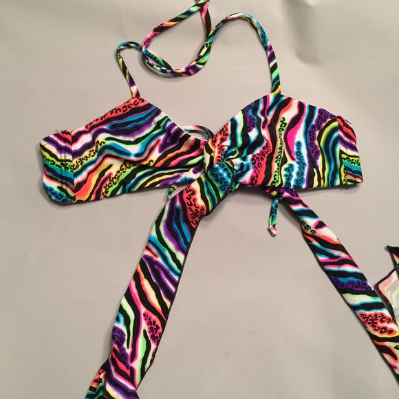 Neon printed halter top swimwear