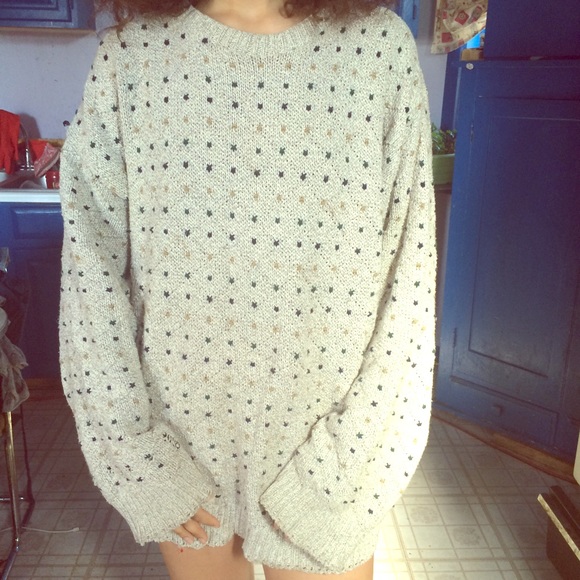 Oversized Cotton Sweater with Polka Dots