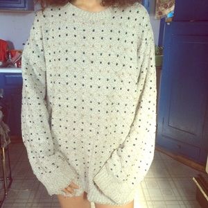 Oversized Cotton Sweater with Polka Dots