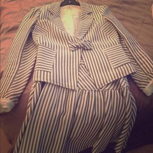 DVF black and white short skirt suit