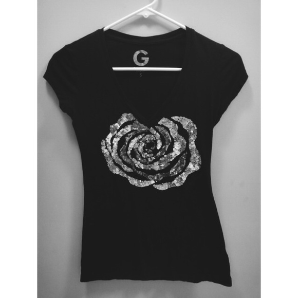 Black V-Neck with Sequins - Picture 1 of 4