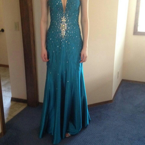 Teal mermaid tale formal dress