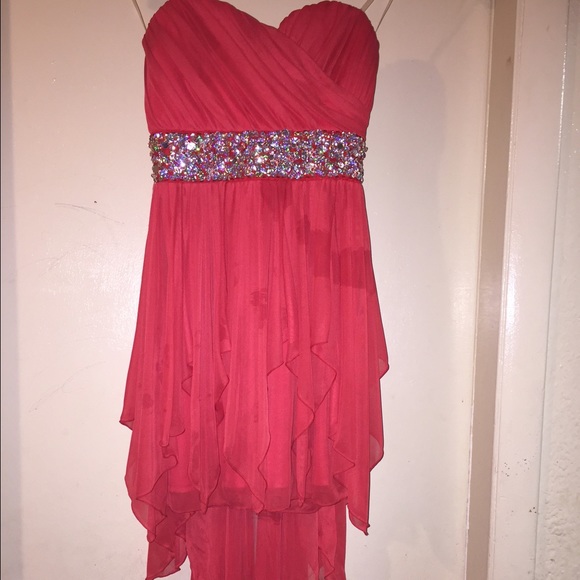 Red high low dress