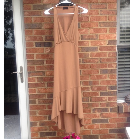 Dresses & Skirts - Caramel Colored Dress (high-low/ cut out)