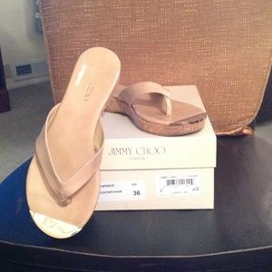 Authentic Jimmy Choo nude patent sandals