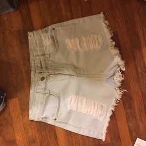High-waisted denim shorts