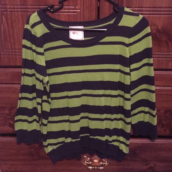 Navy and green striped shirt