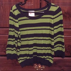 Navy and green striped shirt