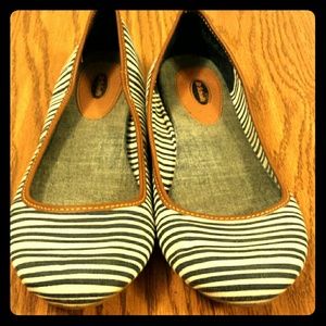 Blue and white flats