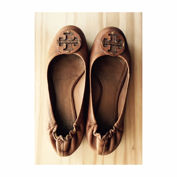 Authentic Tory Burch Brown Reva Ballet Flats