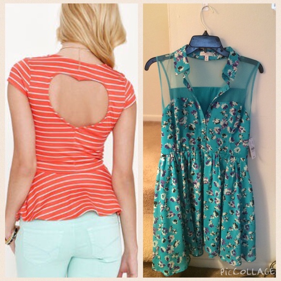 Striped shirt & Teal dress bundle
