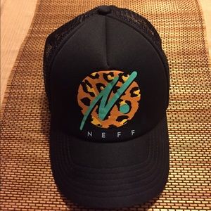 Neff meshed hat- cheetah trucker style