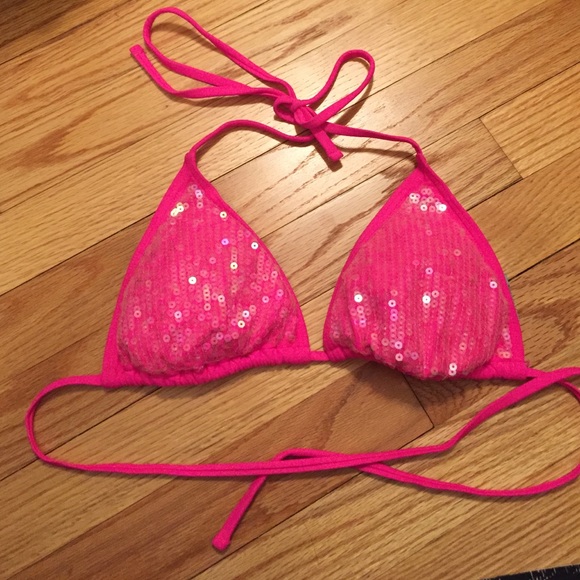Pink sequin bikini top