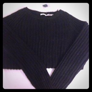 Black Crop Top Sweater Cable Knit by Kimchi Blue