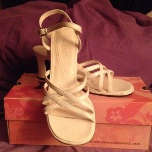 White Mudd small heel sandals