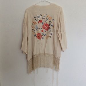 F21 Embroided Tasseled Kimono