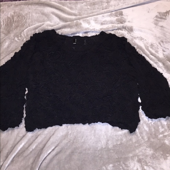 American Apparel black 3d flower mesh sweater