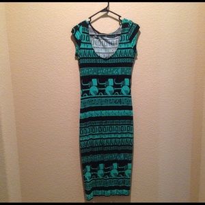 Green and black maxi dress